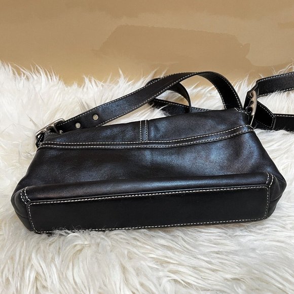 Vintage Y2k Coach Legacy Soho Black Leather Contrast Stitch Crossbody Hand Bag - Picture 6 of 10